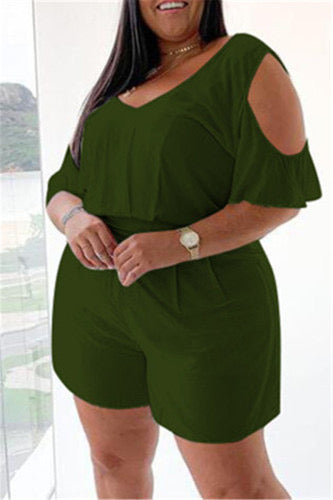 V Neck Plus Size Romper